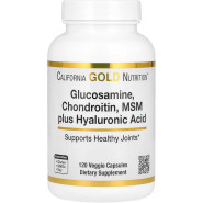 Для суглобів і зв'язок California Gold Nutrition Glucosamine Chondroitin MSM plus Hyaluronic Acid, 120 капсул